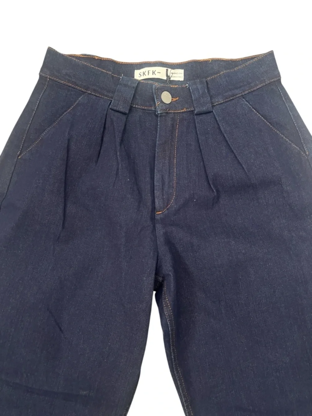 SKFK Skunkfunk Amata Pleated Dark Wash Jeans High Rise Straight Leg Size 6 NWT